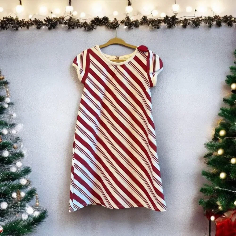Festive Girl’s Gymboree Candy Cane‎ Striped Holiday Dress-Size 6